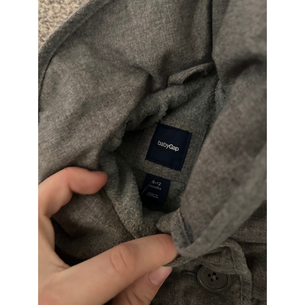 BabyGap Kids Grey Primaloft Double Breasted Puffer Jacket Coat 6-12 Months - Picture 3 of 6
